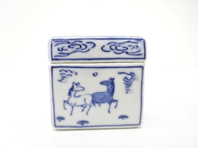  富田恒峰造　祥瑞　屏風箱　香合